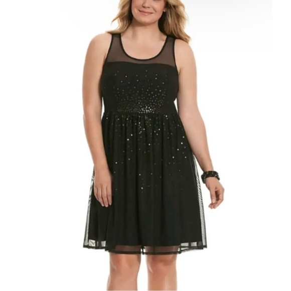 Lane Bryant Women’s Plus Size Black Sleeveless Sequin Party Lined Dress, Size 28 - Picture 2 of 8